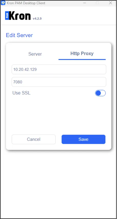 Kron PAM Desktop Client Connection Interface Kron PAM Desktop Client Connection Interface