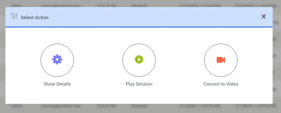 Options menu on session log for an Agent session Options menu on session log for an Agent session