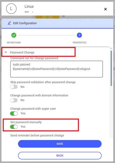 Vault Configuration Definition Screen 