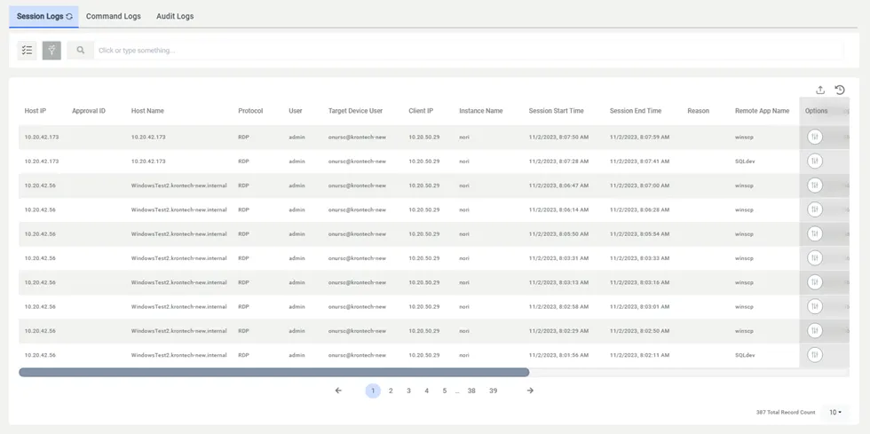 Session Logs
