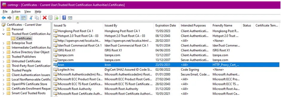 Trusted Root Certification Authorities Trusted Root Certification Authorities