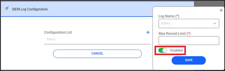 Disable/Enable SIEM Logs