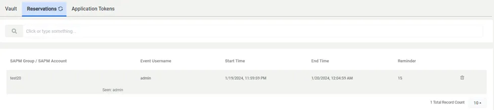 Password Reservation Tab