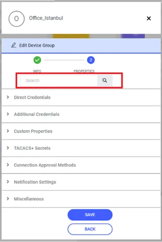 Device group parameter search