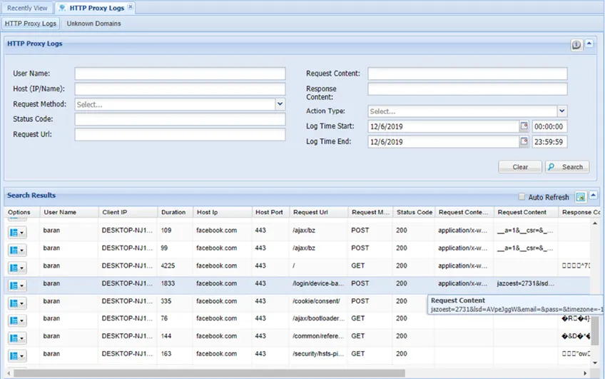 HTTP Proxy Logs HTTP Proxy Logs