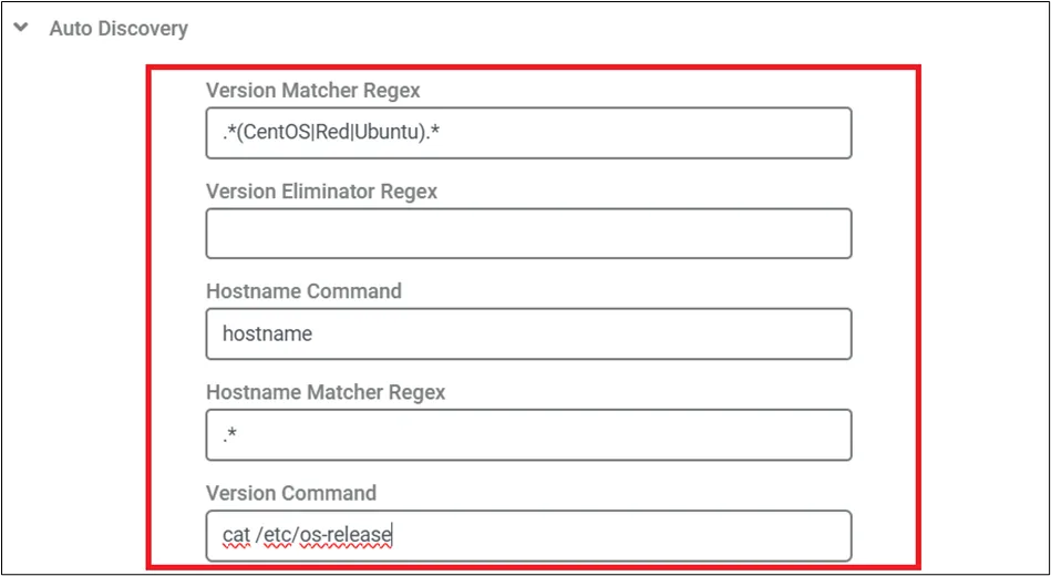 Auto Discovery Parameters and Example Values 