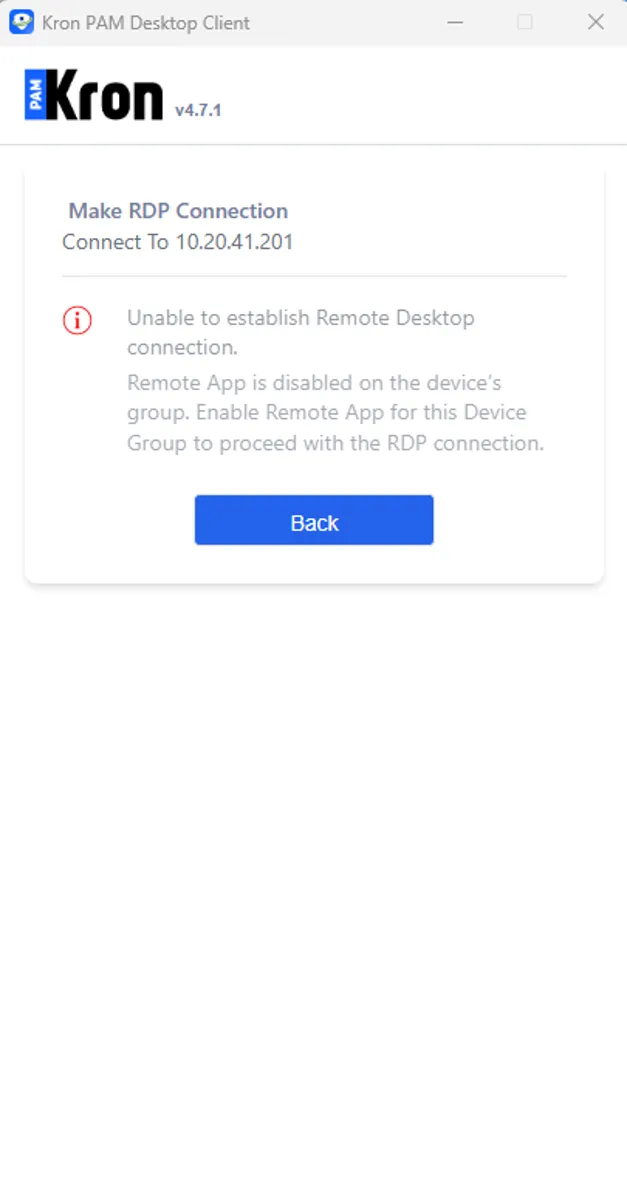 No Remote App Configuration on RDP device No Remote App Configuration on RDP device