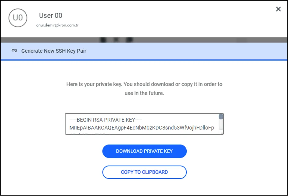 Generating new key pair Generating new key pair