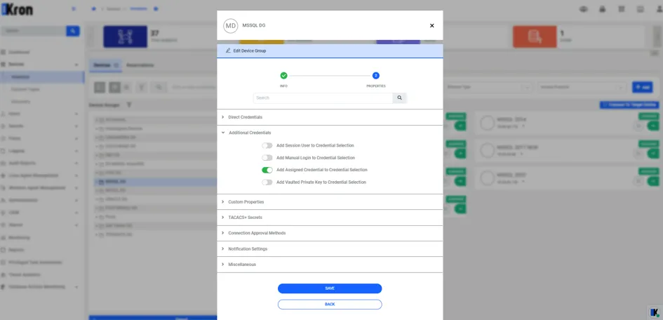 Alternancia “Add Assigned Credential to User Selection” habilitada Alternancia “Add Assigned Credential to User Selection” habilitada