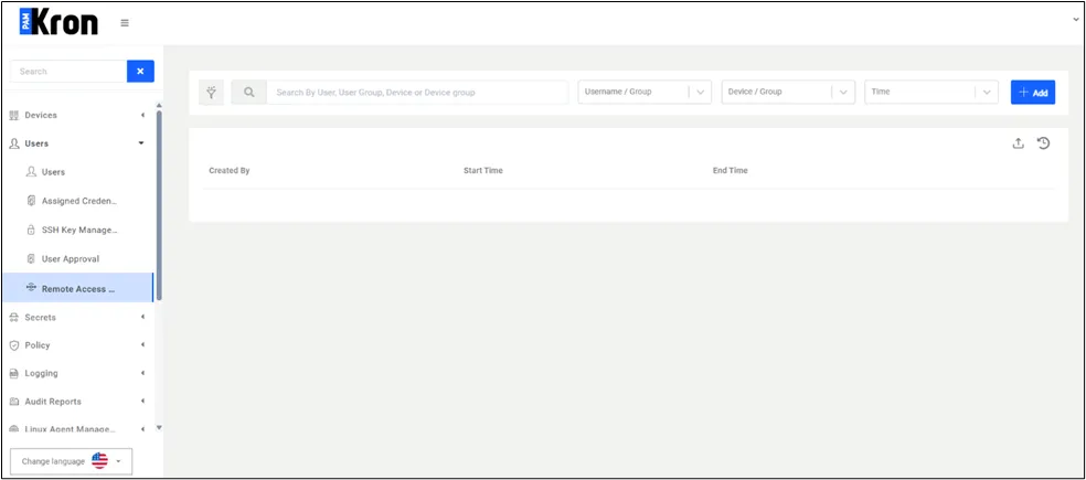 Remote Access Configuration Page Remote Access Configuration Page