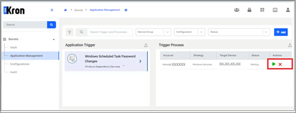 Application Management – Application Trigger Definition Screen 