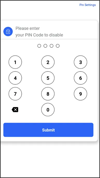 Disable your pin code