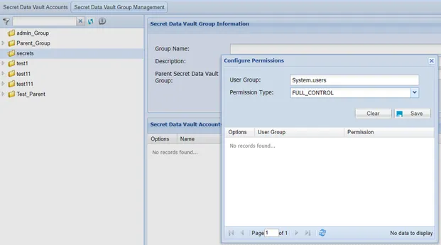 Secret Data Vault Group Permissions
