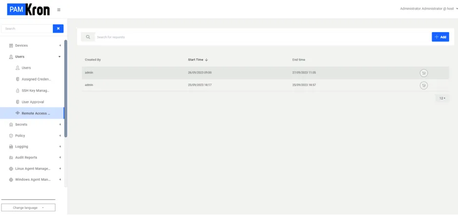 Remote Access Configuration Page Remote Access Configuration Page