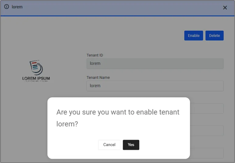 Enabling the tenant Enabling the tenant