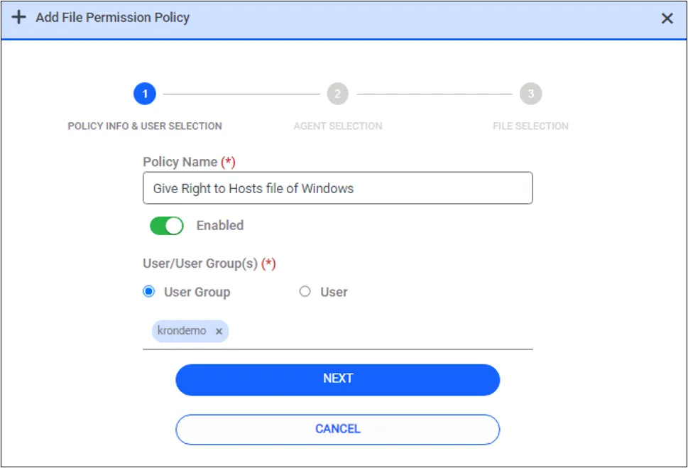 Adding a File Permission rule Adding a File Permission rule