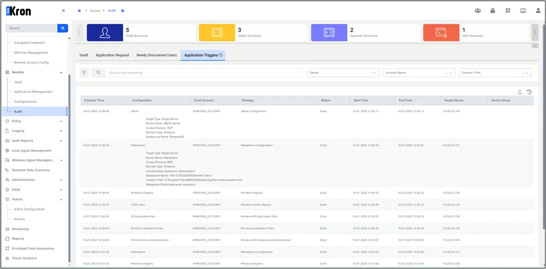 Application Triggers Log Records