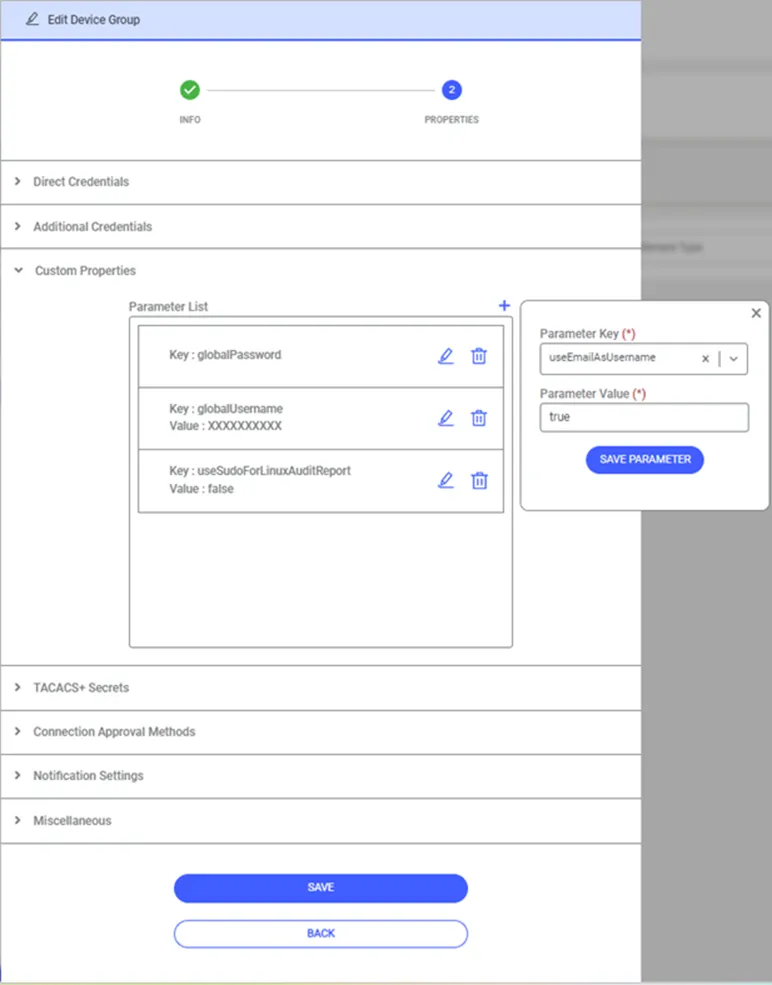 Configuración de propiedades del grupo de dispositivos para usar credenciales de usuario de dominio para iniciar sesión con FQDN