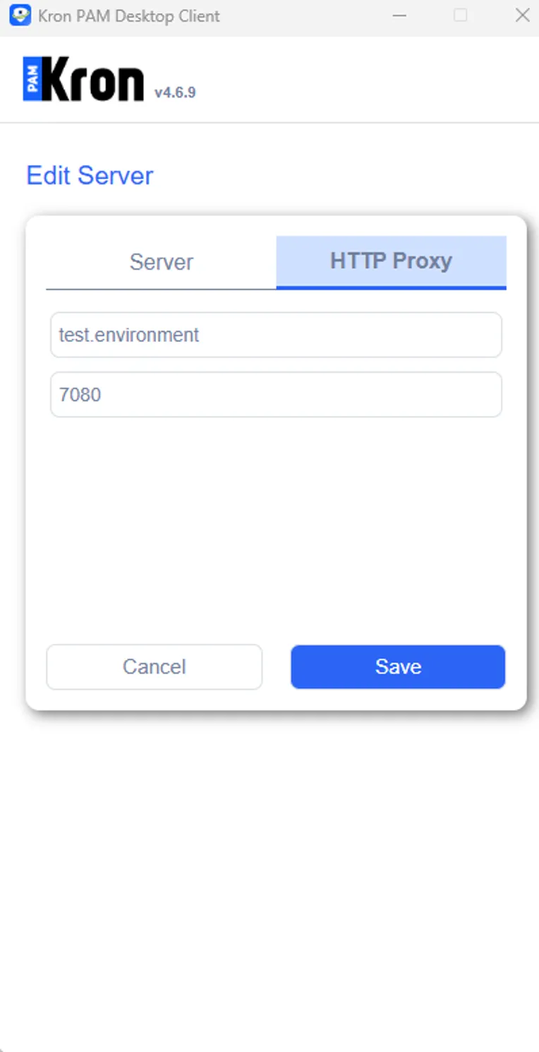 Add A Server on Kron PAM Desktop Client