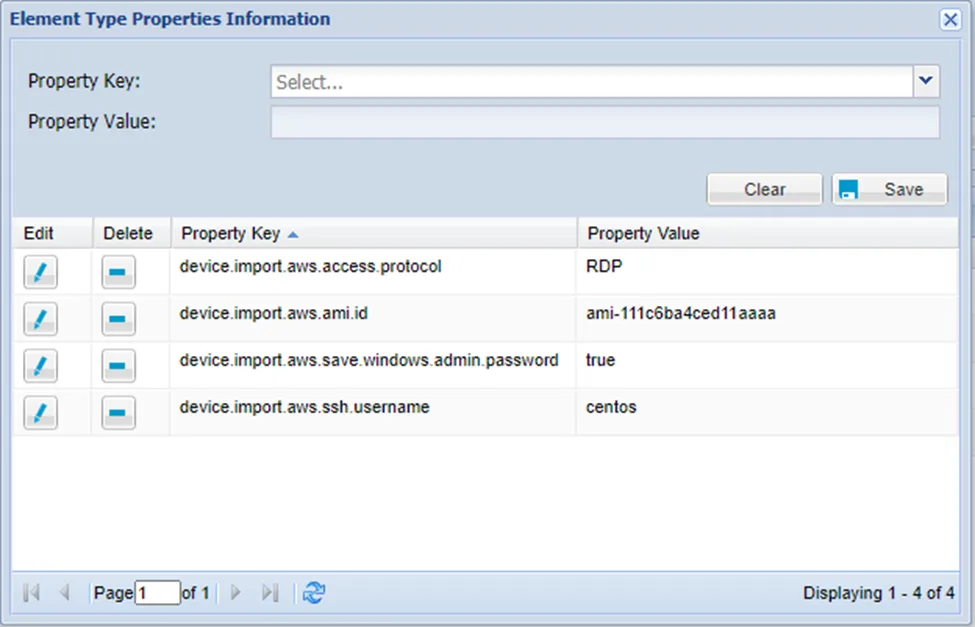 Windows Element Type Parameters