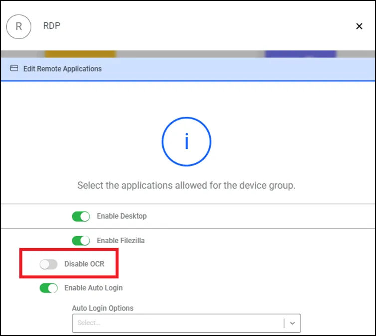 Disable OCR for a Remote App Disable OCR for a Remote App