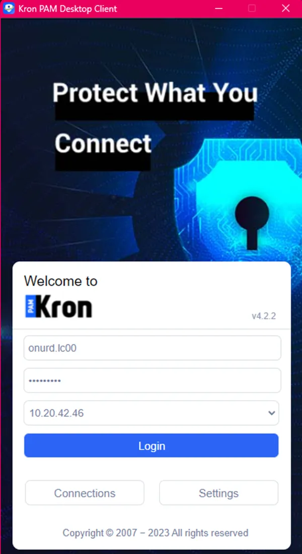 Kron PAM log in via Desktop Client Kron PAM log in via Desktop Client