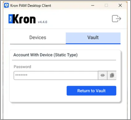 Check out the password related to the Account with Device (Static Type) 