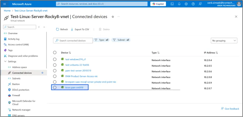The Network Interface is connected to the Virtual Network. The Network Interface is connected to the Virtual Network.