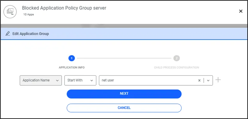 Adding a policy with application parameters. Adding a policy with application parameters.