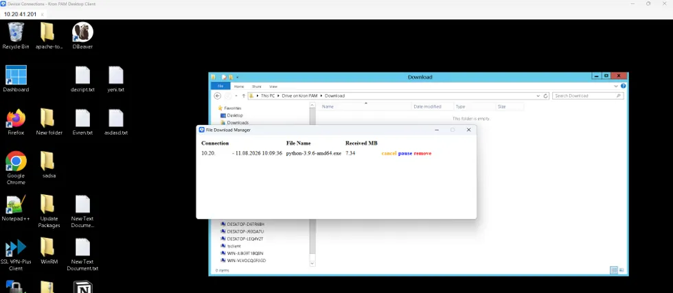 Download Progress in the RDP session