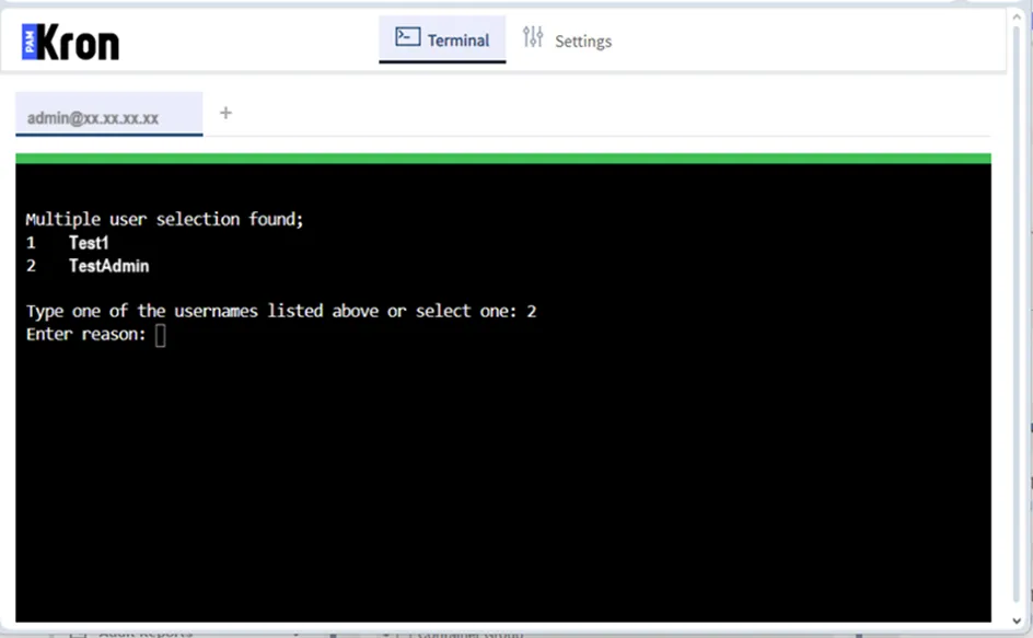 Reason field for SSH connections Reason field for SSH connections