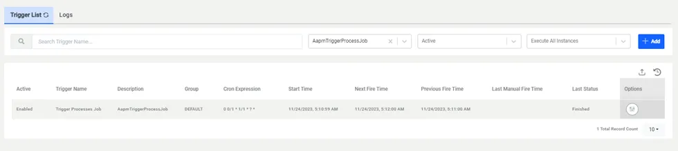 Saving an Trigger Processes Job