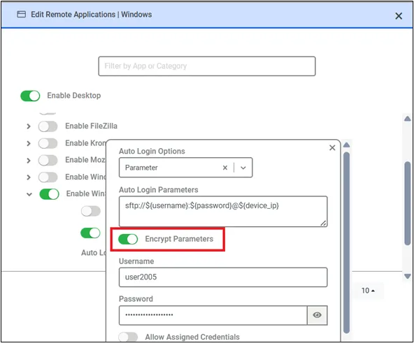 Encrypt Parameters in Remote App Configuration