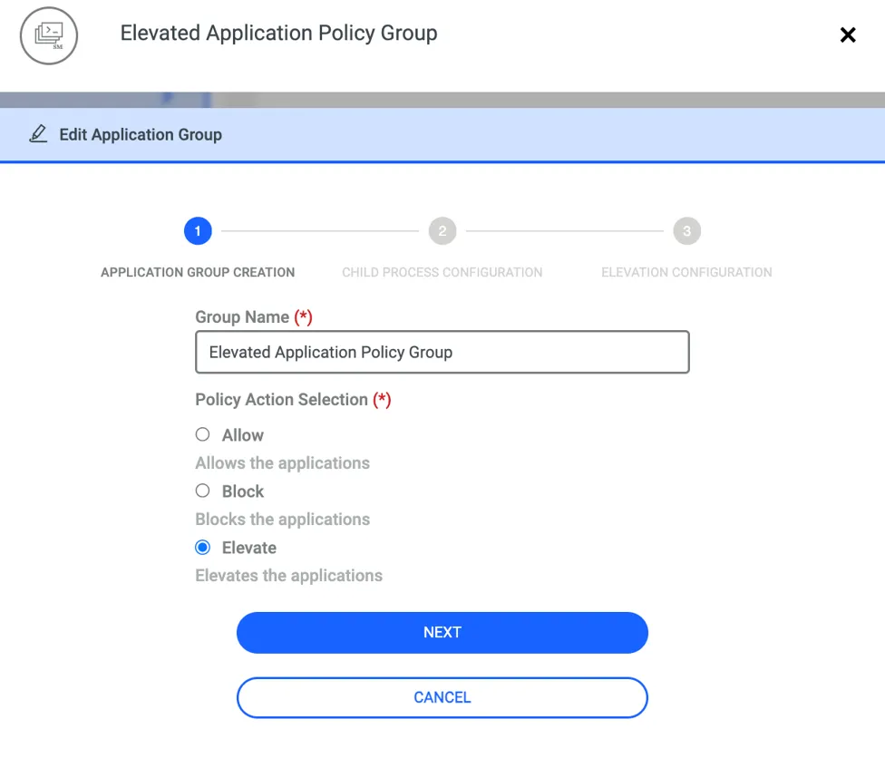Elevated Application Policy Group Elevated Application Policy Group