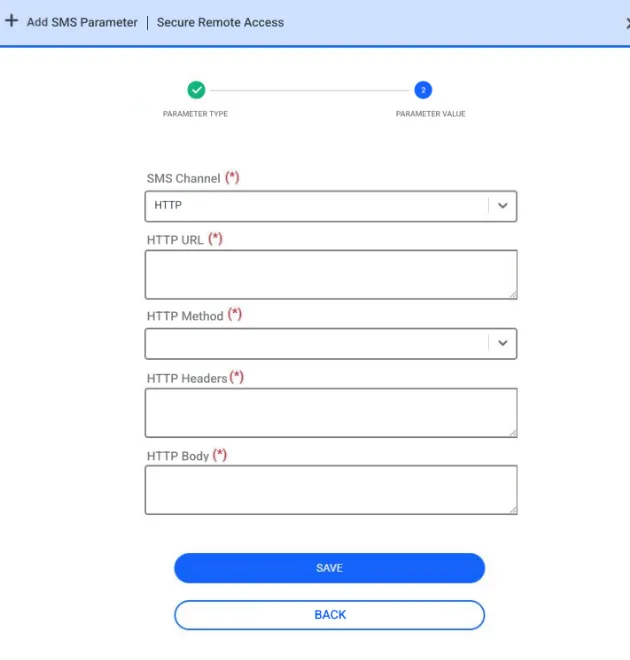Agregar parámetros SMS para el canal HTTP SMS