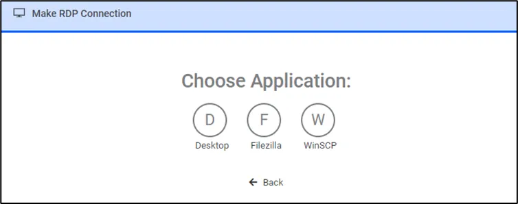 Remote Application Selection Remote Application Selection