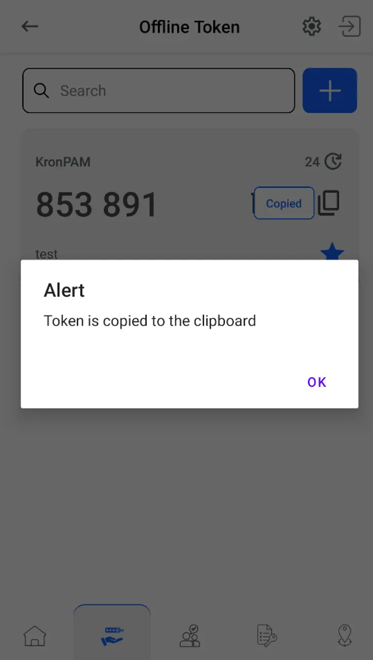 Copying the 6-digit number of token Copying the 6-digit number of token