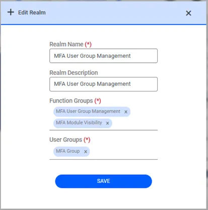 MFA Group and User Group Matching Definition Screen