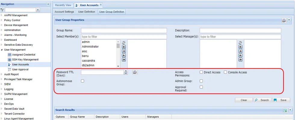 User Group Definition features User Group Definition features