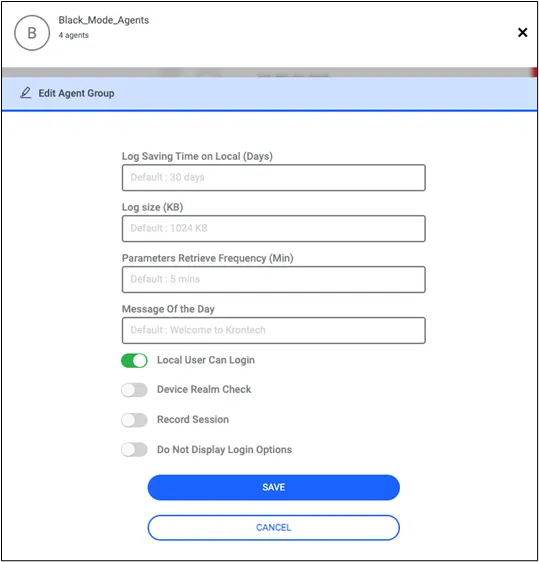 Agent Group Parameters