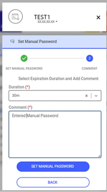 Set Password Manually Duration Select Screen