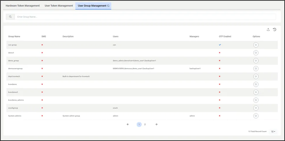 MFA User Group Management MFA User Group Management