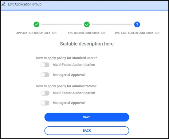 One Time Access Config