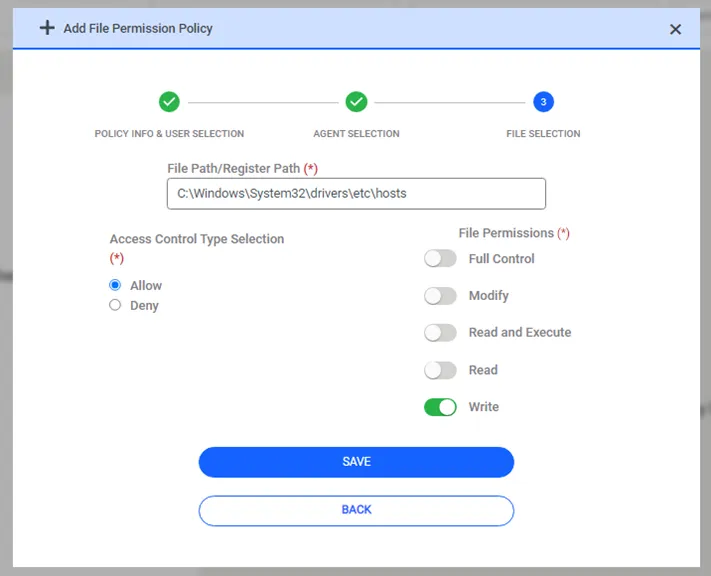 Giving required right for File