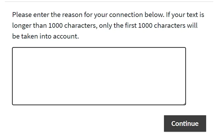Reason field for RDP connections