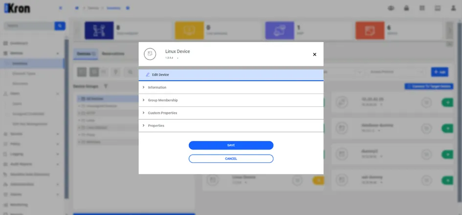 Device Management Portal Function Main Pane