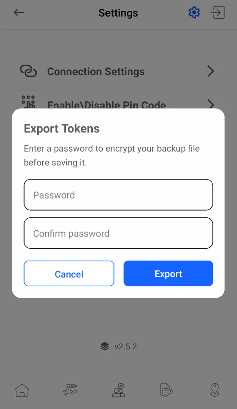 Add a password to encrypt tokens