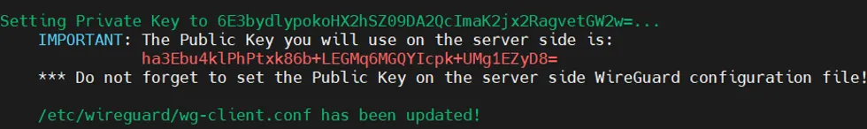 The Public Key that will be used on the Remote Access Portal’s side