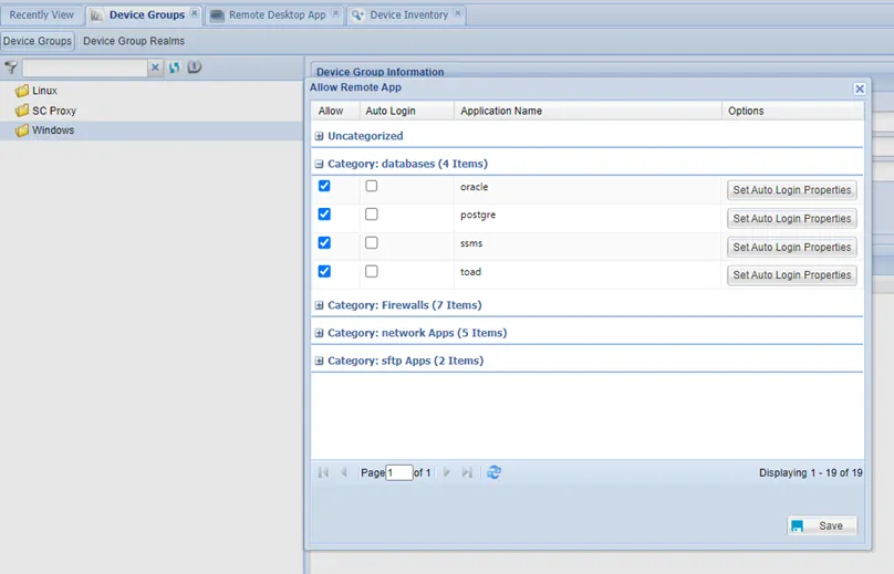Remote Application Selection