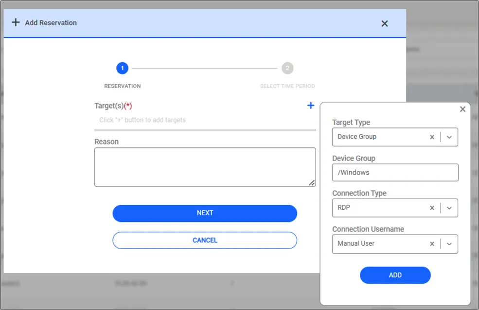 Device Group Selection in Connection Reservation Device Group Selection in Connection Reservation